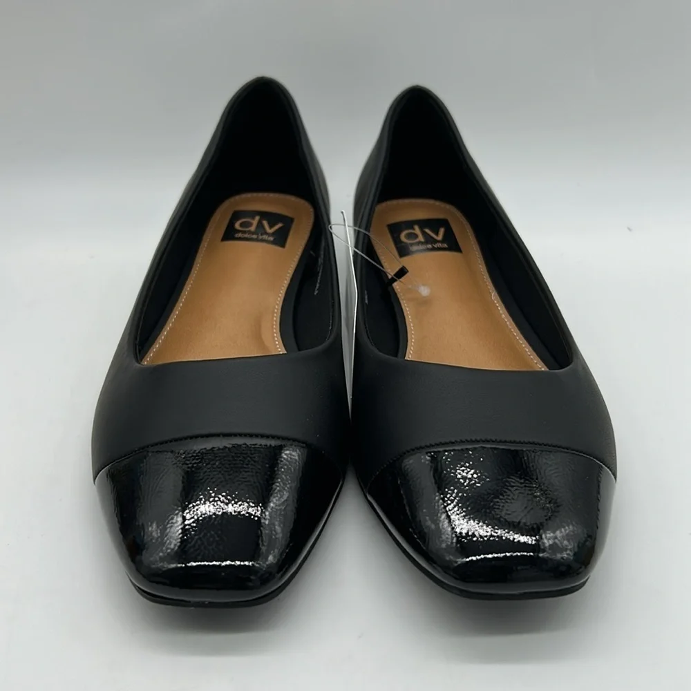 DV by Dolce Vita Black Toe Cap Ballet Flats Size 10 Vegan-Friendly New With Box